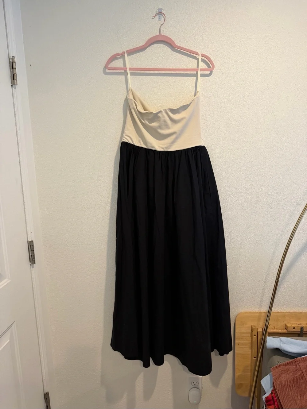 J.Crew Black Ivory Mixed Media Maxi Dress Size M Strapless